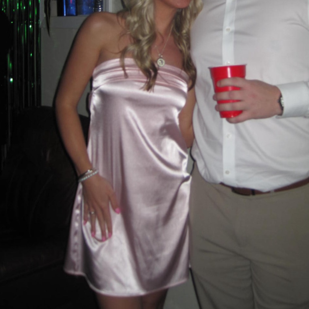 Pink satin mini dress